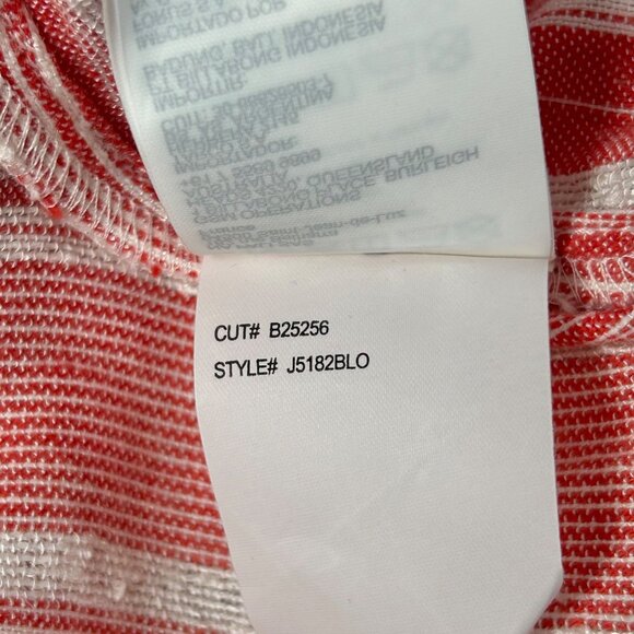 BILLABONG Local Shores Wrap Top Sz M Red White Striped Waist Tie Cotton Rayon - Picture 12 of 14